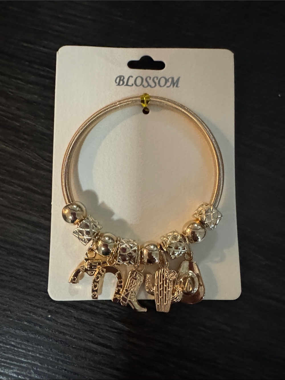 Blossom Gold Charm Bangle Bracelet - Gold